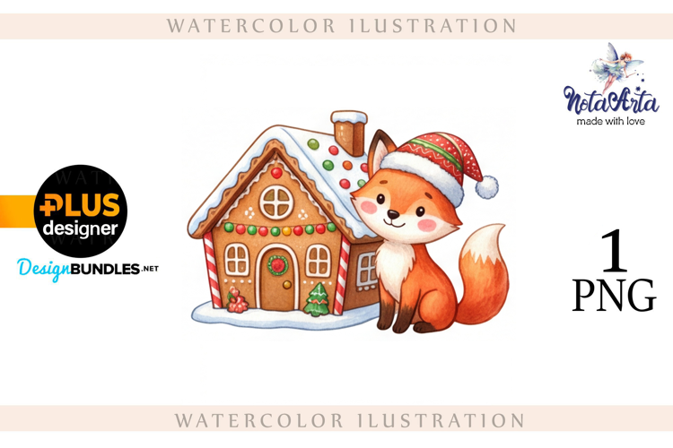 Illustration of a cute Christmas fox