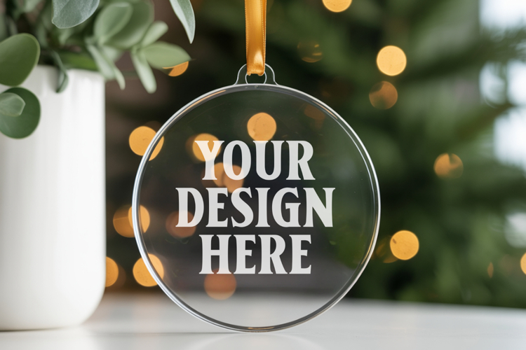 Acrylic Christmas Ornament Mockups , acrylic blank mockup