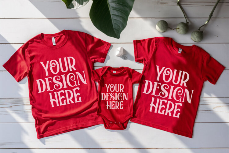 Christmas Family Matching Flat Lay T-Shirt Mockups example image 1