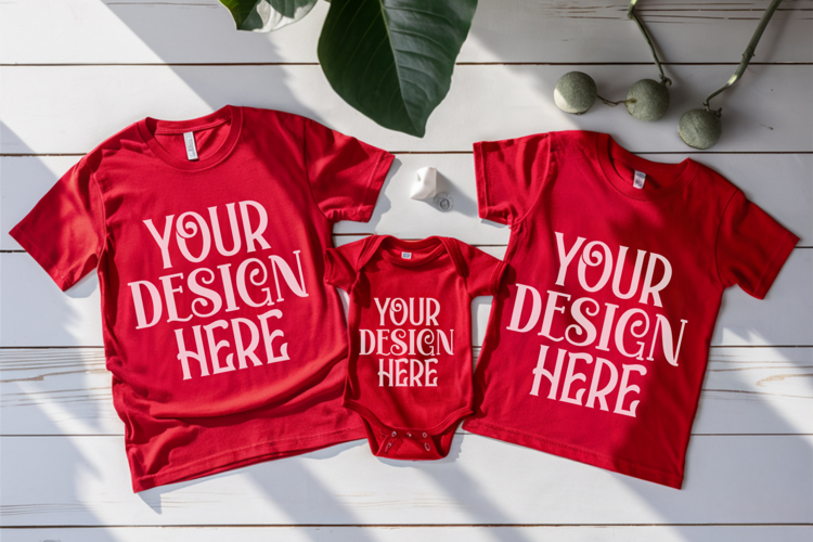 Christmas Family Matching Flat Lay T-Shirt Mockups