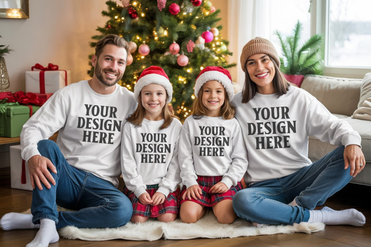 Christmas Family Matching T-Shirt Mockups | Holiday Group
