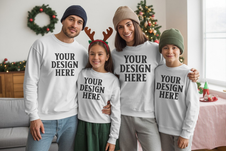 Christmas Family Matching T-Shirt Mockups | Holiday Group