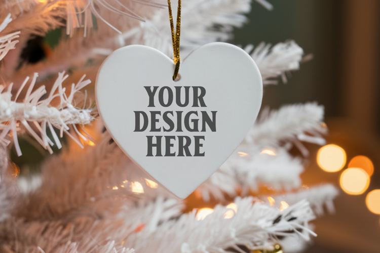 Holiday Love Heart Ornament Mockups | Romantic Christmas Tre