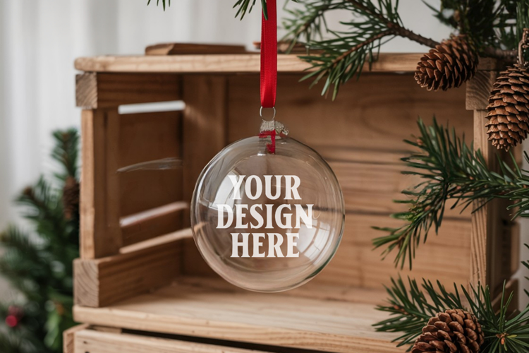 Acrylic Christmas Ornament Mockups | Clear Holiday Ornament