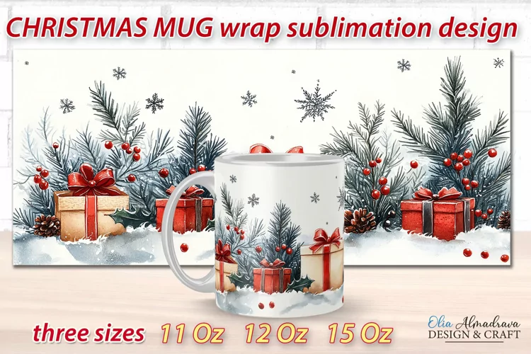 Christmas Mug Wrap design| Mug Sublimation Cricut Template