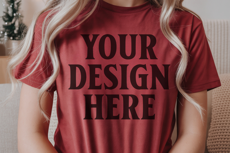 Christmas Comfort Colors 1717 Chambray T-Shirt Mockup Rea