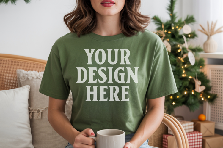 Comfort Colors 1717 Island Green Christmas T-Shirt Mockup, B