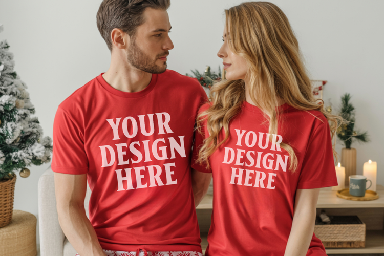 Christmas Bella Canvas 3001 Couple Mockup , BC3001 Couple mo