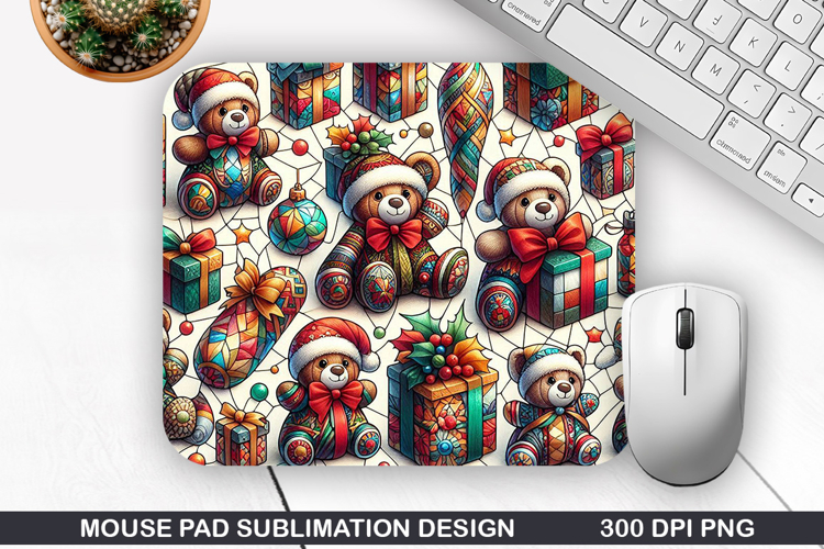 Bear Mouse Pad Sublimation, Christmas Mouse Pad PNG Design
