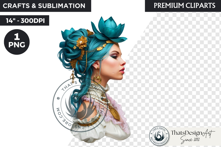 Royal Lotus Princess Fantasy Goddess Floral Clipart