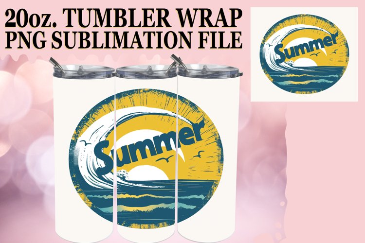 Summer Retro,Tumbler Wrap 20oz