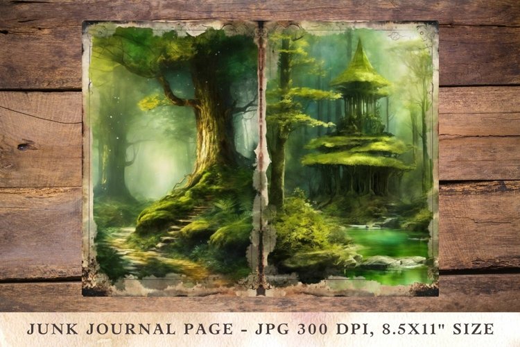 Printable Junk Journal Pages elf forest 4 example image 1