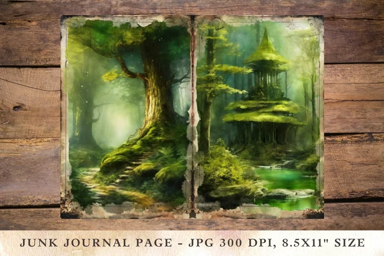 Printable Junk Journal Pages elf forest 4
