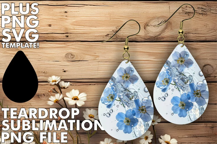Watercolor Tranquility: Teardrop Earrings Sublimation
