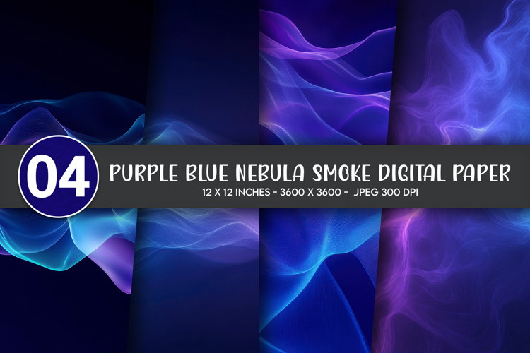 Purple Blue Nebula Smoke Digital Paper