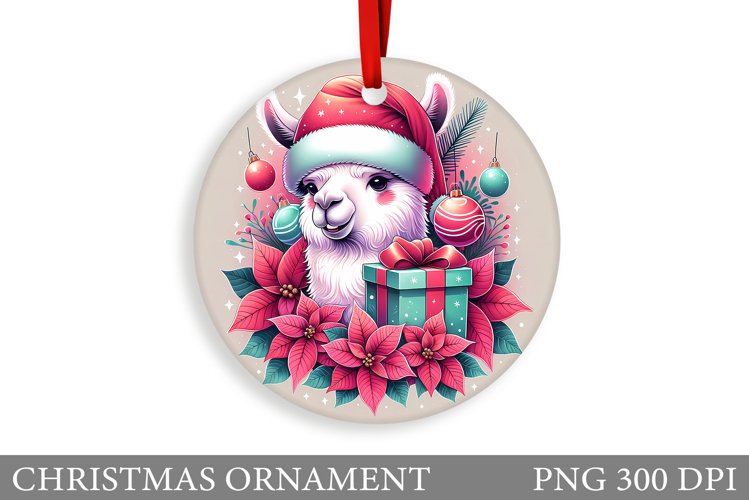 Cute Lama Christmas Ornament. Christmas Ornament Sublimation