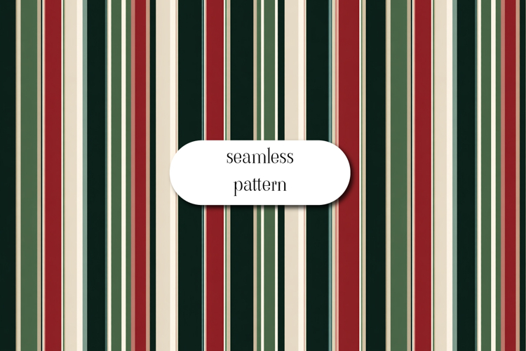 Green Red and Cream Seamless Classic Stripe Pattern