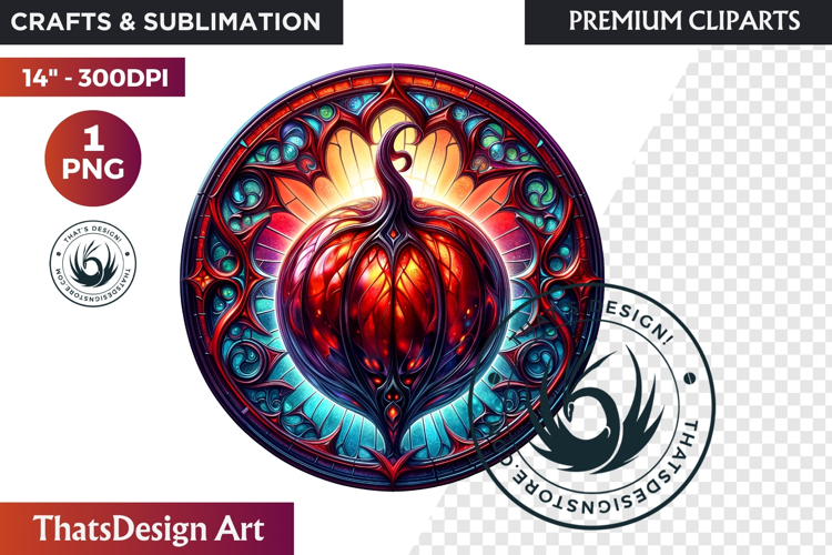 Halloween Gothic stained Glass Pumpkin Clipart