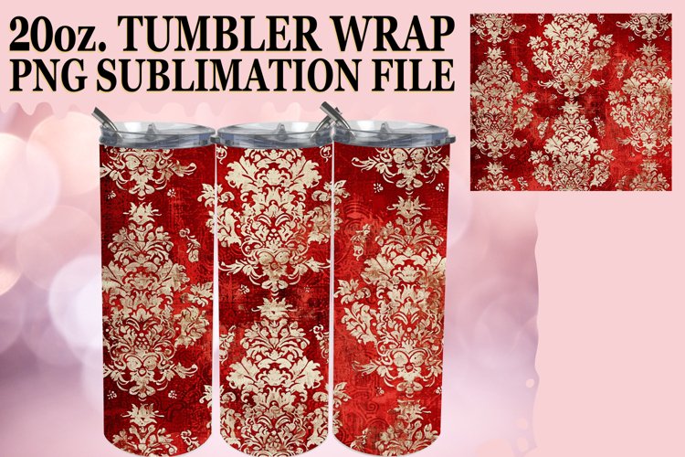 Red Patterned Tumbler Wrap Sublimation