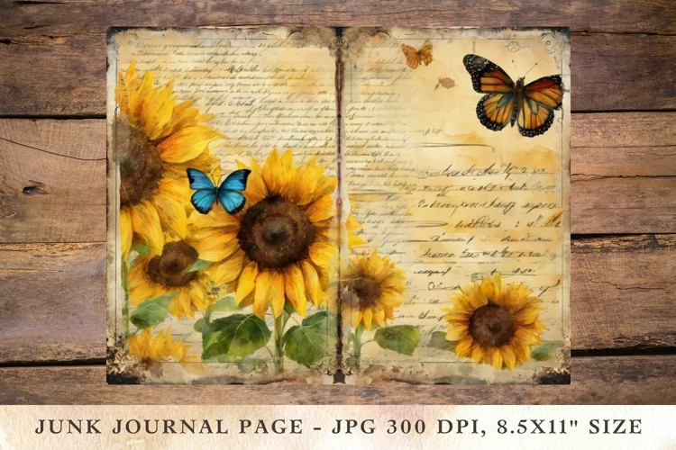 Printable Junk Journal Pages sunflower 4