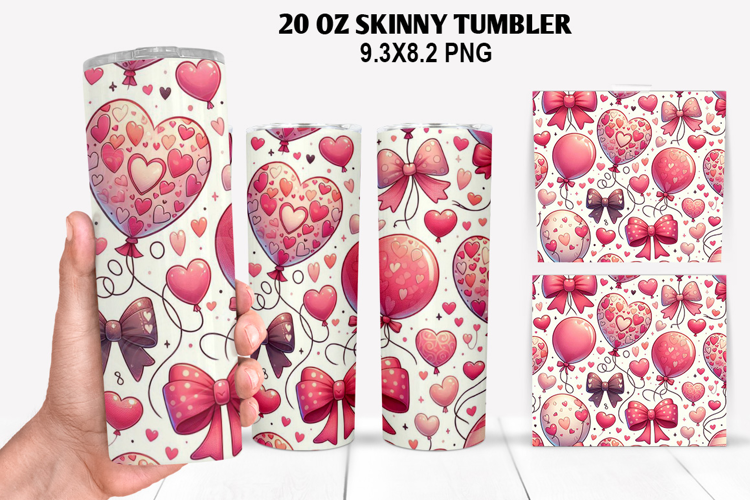 Valentine Skinny Tumbler 20oz Wrap Design, Valentine Tumbler