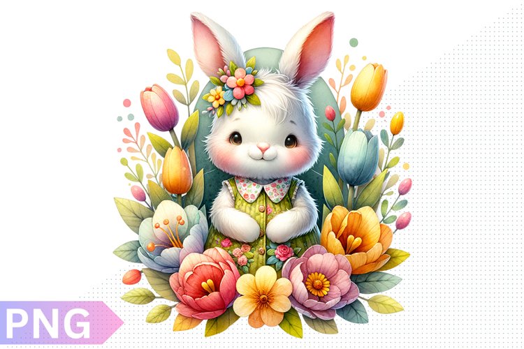 Spring Bunny Clipart - Bunny sublimation PNG Design