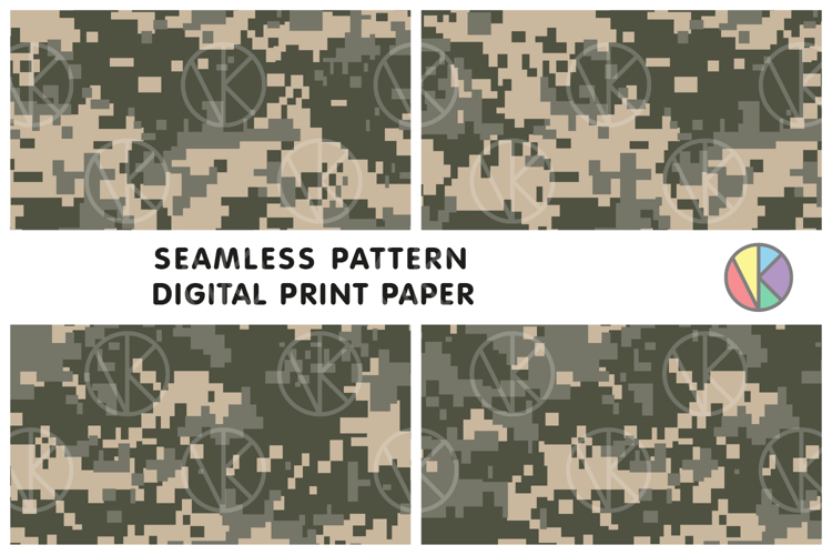 Pixel Camouflage Seamless Tileable Pattern.