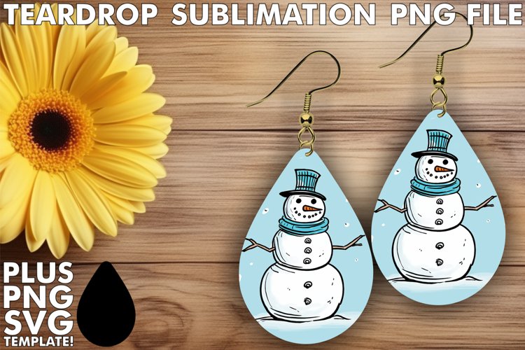 Winters Joy Snowman Earring Sublimation PNG