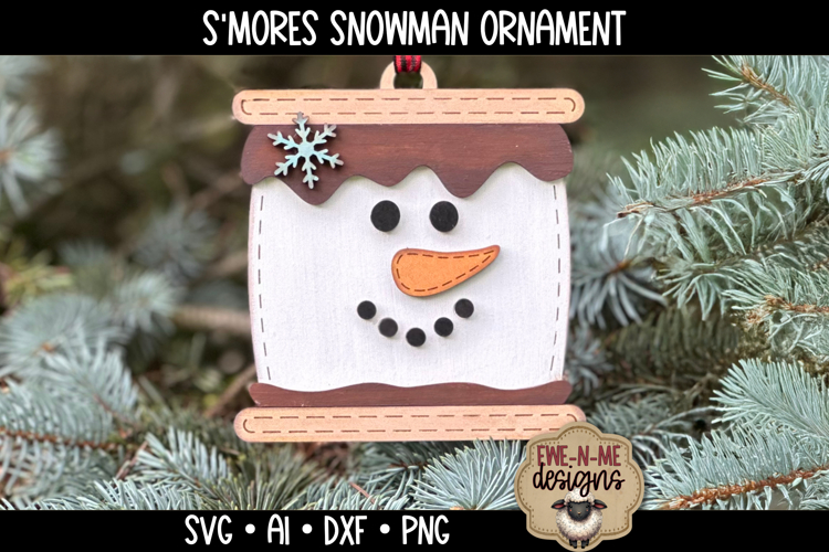 Smores Snowman Ornament Laser Ready SVG | Holiday Laser SVG
