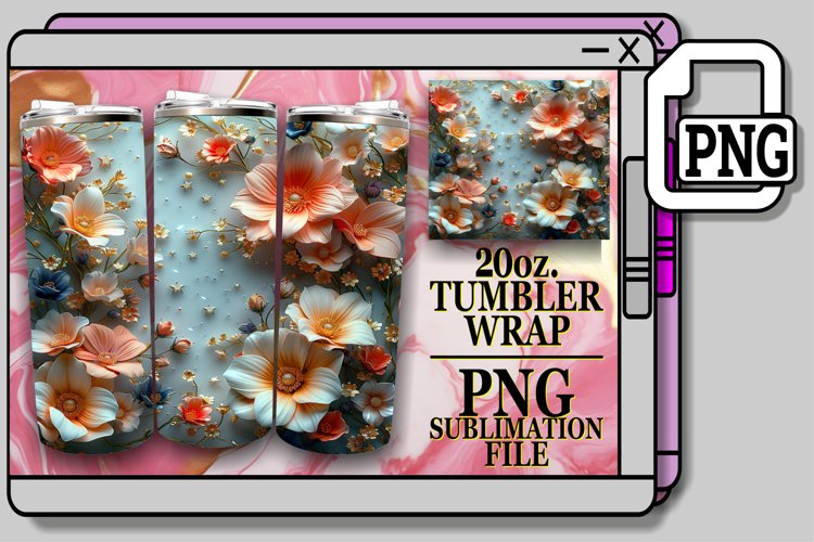 3D Flower Fusion Tumbler Wrap 20oz example image 1