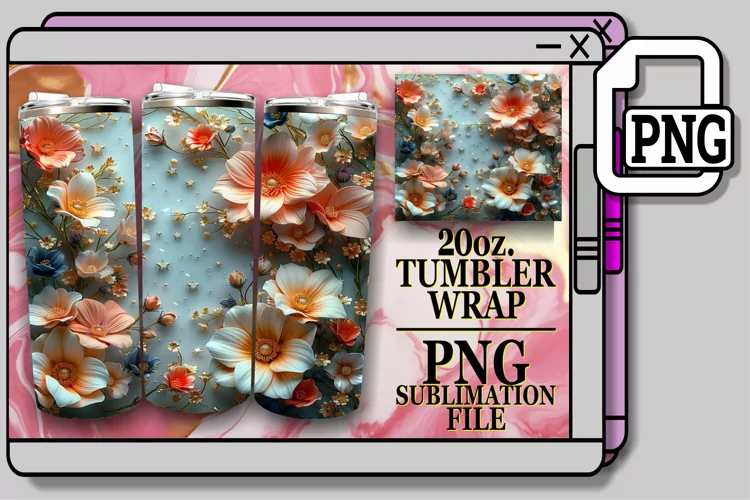 3D Flower Fusion Tumbler Wrap 20oz