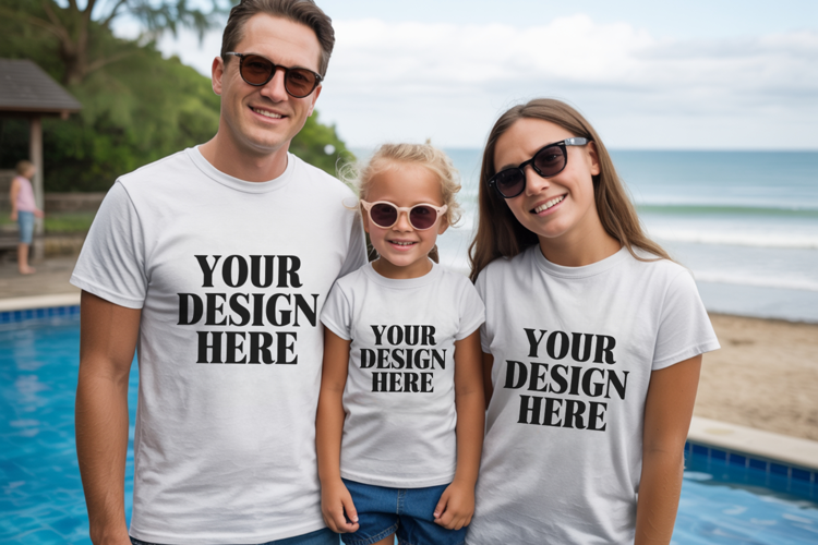 Bella Canvas 3001 Family Group Mockup | Matching T-Shirt Fla