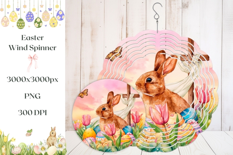 Easter Bunny Wind Spinner, Christian Cross Wind Spinner
