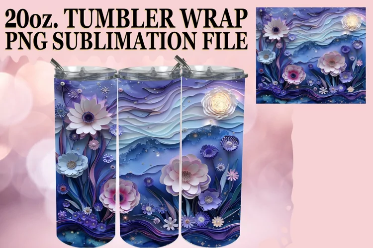 Colorful 3D Flower 20oz Tumbler Wrap