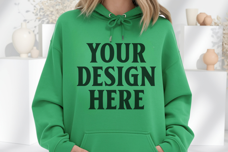 Irish Green Gildan 18500 Hoodie Mockup, Unisex Sweatshirt Mo