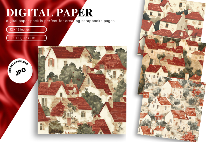 Christmas House Background Seamless Pattern Gift Wrap_32