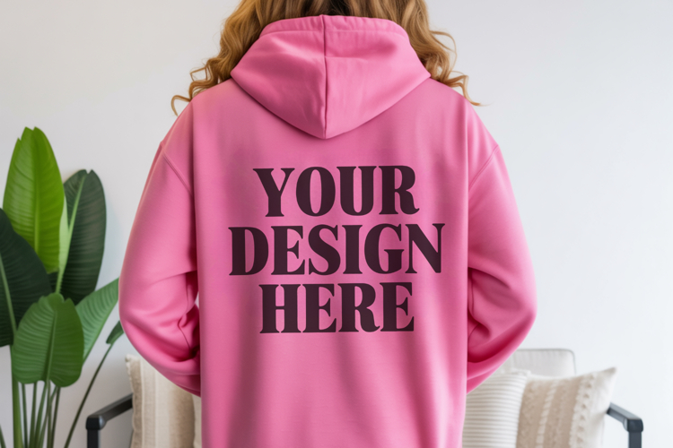 Pink Gildan 18500 Hoodie Mockup ,Cozy Unisex Sweatshir