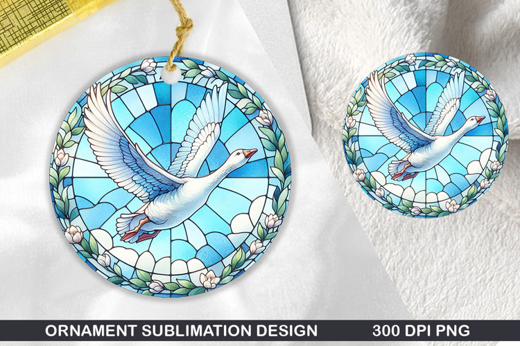Cute Gull Stained Glass Ornament PNG, Digital Download File