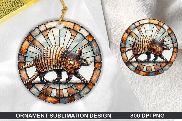 Armadillo Stained Glass Ornament PNG, Digital Download File