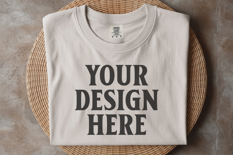 Ivory Comfort Colors 1717 Folded Tshirt Mockups