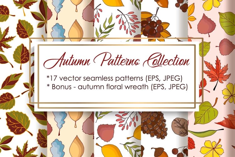 Autumn Patterns Collection - vector illustration example image 1