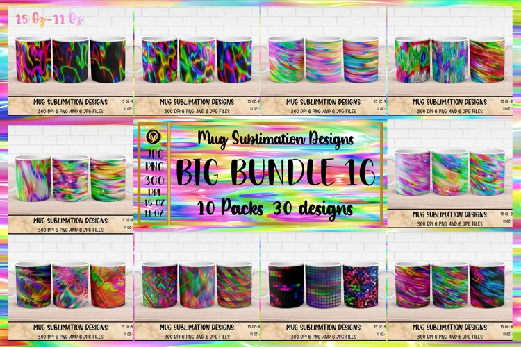 Mug Sublimation Wrap Bundle 16.Abstract Sublimation Mugs.