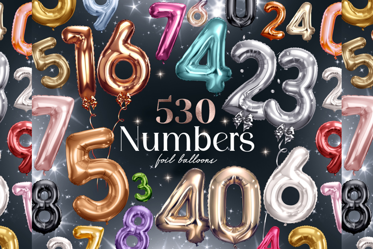 530 Foil Numbers Balloons Clipart