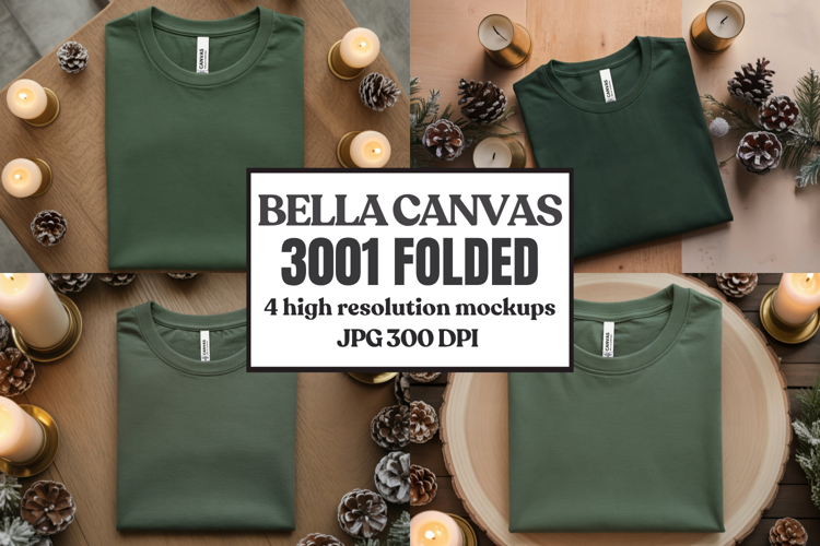 Christmas Bella Canvas 3001 Folded Tshirt Mockup