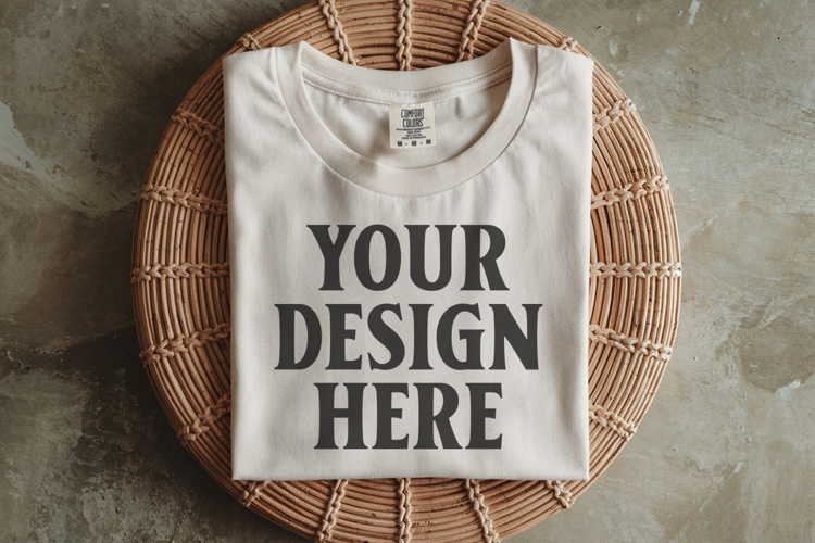 Ivory Comfort Colors 1717 Folded Tshirt Mockups