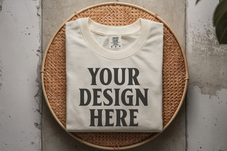 Ivory Comfort Colors 1717 Folded Tshirt Mockups