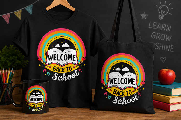 Welcome Back to School PNG | Rainbow Book School Design example image 1