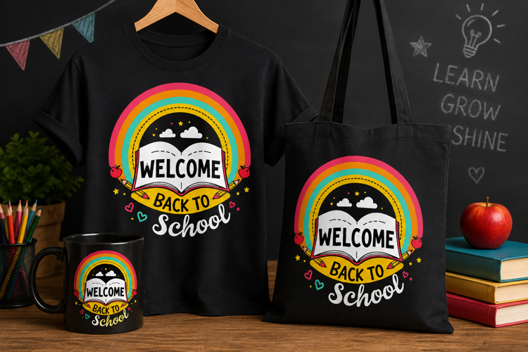 Welcome Back to School PNG | Rainbow Book School Design