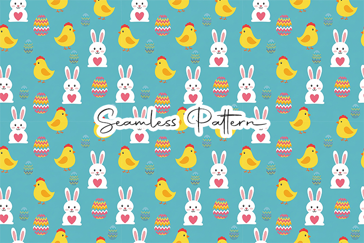 Easter Bunny and Chick Seamless Pattern