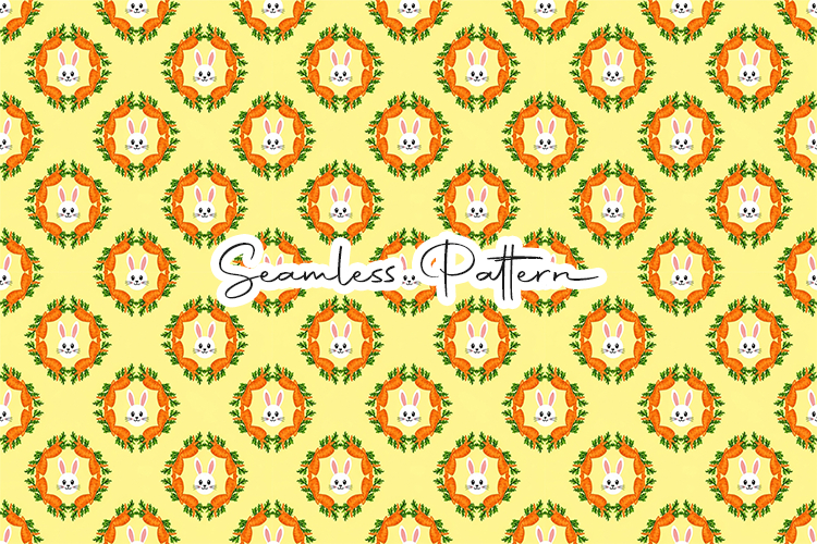 Easter Bunny Carrot Wreath Seamless